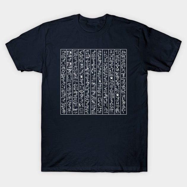 Ancient Egypt hyeroglyphs White pattern repeat T-Shirt by Drumsartco